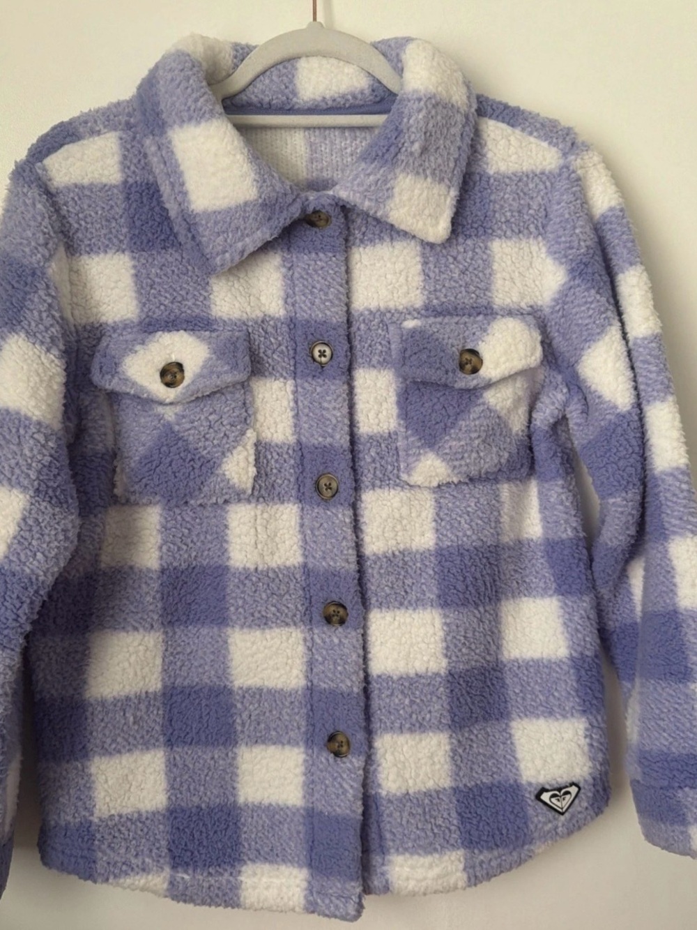 Roxy Girls Plaid Shirt Jacket  Size M (10)Button Up Purple White